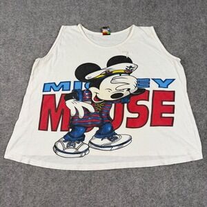 Mickey Unlimited Tank Top Womens XL White Vintage 90s Sailor Disney Graphic AOP